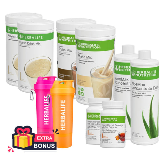 The Herbalife FitHero FAMILY PACK – Double Shake, Double Tea, Double Aloe, Double Protein Drink Mix