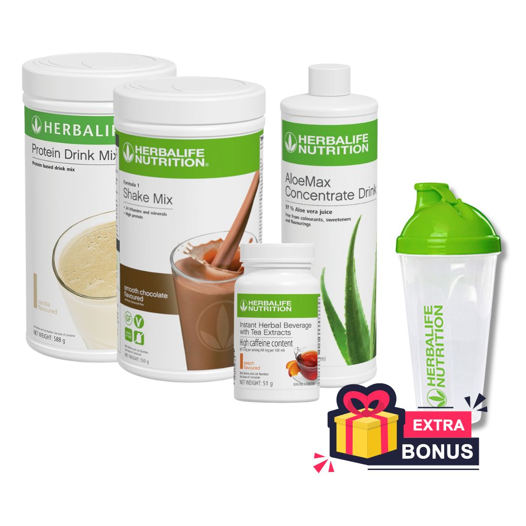 The Herbalife FULL PACK – Shake, Tea, Aloe, Protein Drink Mix - Free Shaker