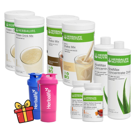 The Herbalife FitHero FAMILY PACK – Double Shake, Double Tea, Double Aloe, Double Protein Drink Mix